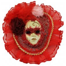 Χριστουγεννιάτικη Κρεμαστή Μάσκα με Κόκκινο Τούλι (11cm)